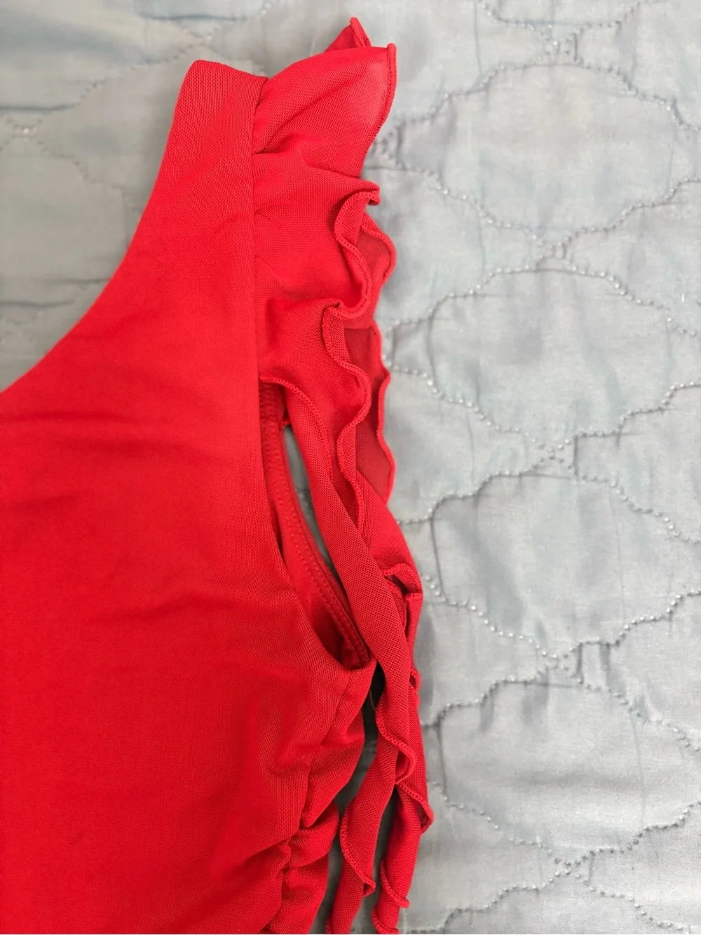 GARAGE Red Sleeveless Top with Tag Detail